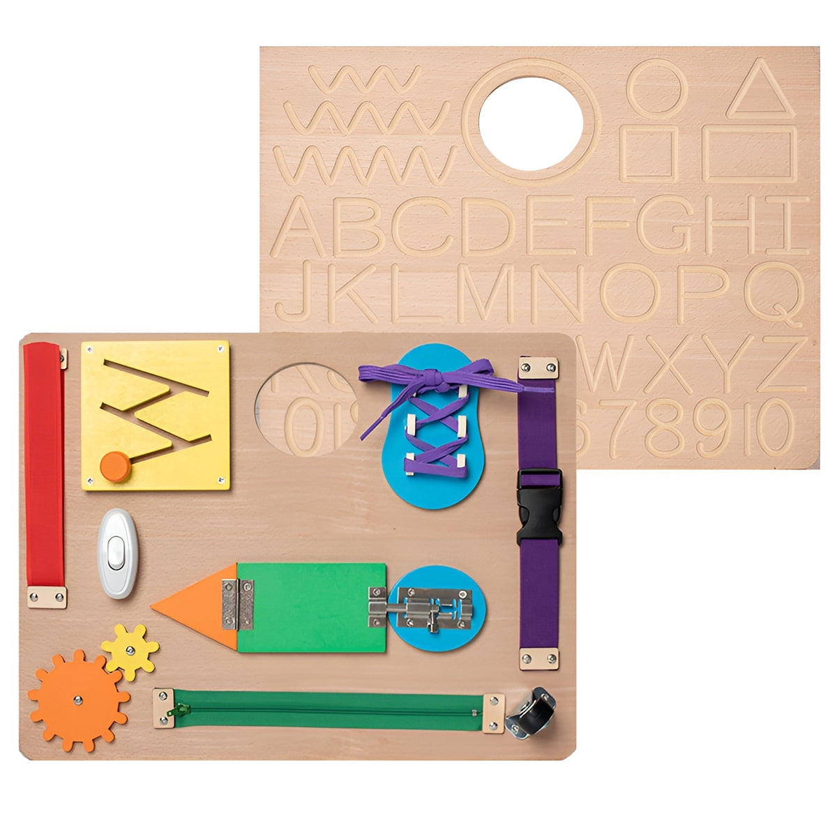  Syahro Montessori Busy Board, Wooden Kid Sensory Board