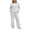 A White, variant on Large Size Hungry Ribbed Knitted Suit Women's Shoulder Button Decoration Long Sleeved Top Wide Leg Pants Two-Piece Set Black Xxl