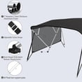 thumbnail image 3 of 4 Bow Bimini Tops for Boat, 8'L*54" H*67"-72" W Boat Canopy with Zippered Light Transmission Side Curtains, Pu Coating Canvas, 1" Aluminum Frame, Include 2 Straps, 2 Stable Rear Support Pole,Black, 3 of 8
