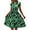 Green, variant on Cuteduck Womens Summer Belted Waist Dress Geometric Print Cap Sleeve Fashion Pleated Skirt S-XL