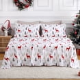 thumbnail image 3 of GlowSol 3 Pcs Christmas Flannel Sheet Set Queen Size Soft Heavyweight Brushed Flannel 16 Inches Deep Pocket Winter Warm Sheet Set, White/Red Reindeer, 3 of 8