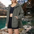 thumbnail image 2 of Women's Windproof Coats Fashion Casual Lightweight Thin Waterproof Spring And Summer Jackets Casual Sports Jackets For Hiking Hooded Long-sleeved With Zippers Drawstrings Pockets Outerwea, 2 of 7