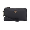 thumbnail image 1 of Cartera de cuero imeetu con cremallera y pulsera Negro, 1 of 5