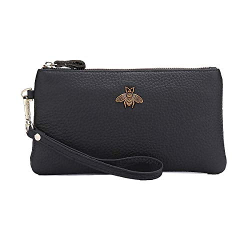 Cartera de cuero imeetu con cremallera y pulsera Negro