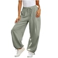 thumbnail image 4 of CHGBMOK Womens Linen Balloon Barrel Beach Pants Boho Harem Flowy Drawstring Casual Loose Pants with Pockets, 4 of 8