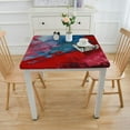 Abstract Painting Rectangle Tablecloth,Red Blue Grey Yellow Art