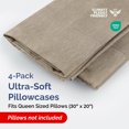 thumbnail image 3 of CGK Linens Extra Soft Pillowcases Set of 4 - Queen / Standard Size Hotel Luxury Breathable & Cozy 4-Piece Pillow Covers, Heathered Beige, 3 of 7