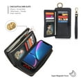 thumbnail image 3 of iPhone XR 6.1" Wallet Detachable Case, Dteck [Weave Style] Zipper Purse Phone Case Multi-functional Folio Flip Leather Removable Magnetic Back Cover For Apple iPhone XR, Black weave, 3 of 8