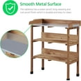 thumbnail image 4 of TYUIOP Outdoor Garden Potting Bench Table Wooden Horticulture Planting Worstation w/Metal Tabletop/Storage Shelf/3 Hooks. Brown, 4 of 10