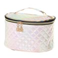 thumbnail image 1 of Bolso de Maquillaje WEIHJMXG de Cuero PU Brillante y Colorido con Asa y Estampado de Cuadros Blanco, 1 of 3