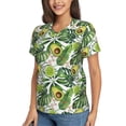 thumbnail image 5 of Yiaed Green Tropical Print Women's T Shirt V-Neck Short Sleeve Shirt Casual Breathable Tee Summer Tops-X-Large, 5 of 5