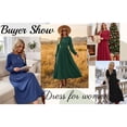 thumbnail image 2 of UVN Fall Long Dress for Women Crewneck Casual Long Sleeve Pleated Dresses with Pockets, 2 of 4