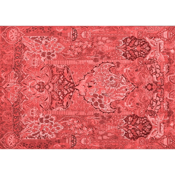 Ahgly Company Indoor Rectangle Animal Red Traditional Area Rugs, 7' x 10'
