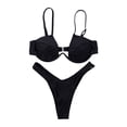 thumbnail image 3 of Women 2pcs Push-up Padded Bra Bandage Bikini Set Swimsuit Triangle Swimwear Bathing Black S, 3 of 4