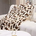 thumbnail image 2 of Fleece Blanket Twin Size Brown and White Cow Print Throw Blanket Lightweight Cozy Plush Twin Bed Blanket Fuzzy Cute Couch Blanket All Season 60"x80", 2 of 6