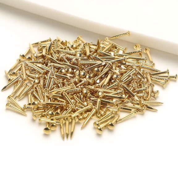 FENGGUIQU 200Pcs Round Brass Nails for Furniture and Upholstery Decorative Nails with Strong Fastening