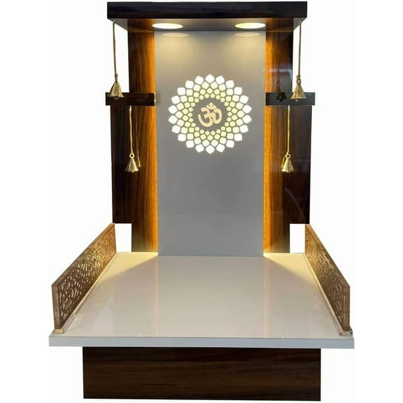 Wooden Designer Pooja Mandir Temple Home|Pooja Ghar |Wall Hanging & Table Top Home Mandir with Lights Color/Puja Chowki/Mandir For Home