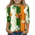 thumbnail image 1 of Blusas y camisas de manga larga y cuello redondo para niños, tallas medianas y grandes, informales, con estampado de San Patricio, mangas a ochos y cuello redondo, camisetas para niños., 1 of 5