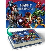 Captain America Thor Hulk GH Edible Cake Image Topper Birthday Cake Banner 1/4 Sheet