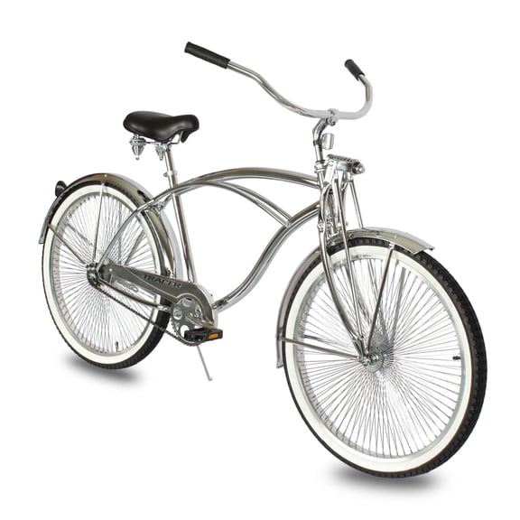 Tracer Cheetah 26" Vintage Cruiser Bike for Men, Suspension Fork Seat, 140 Spokes, 1-speed, Chrome