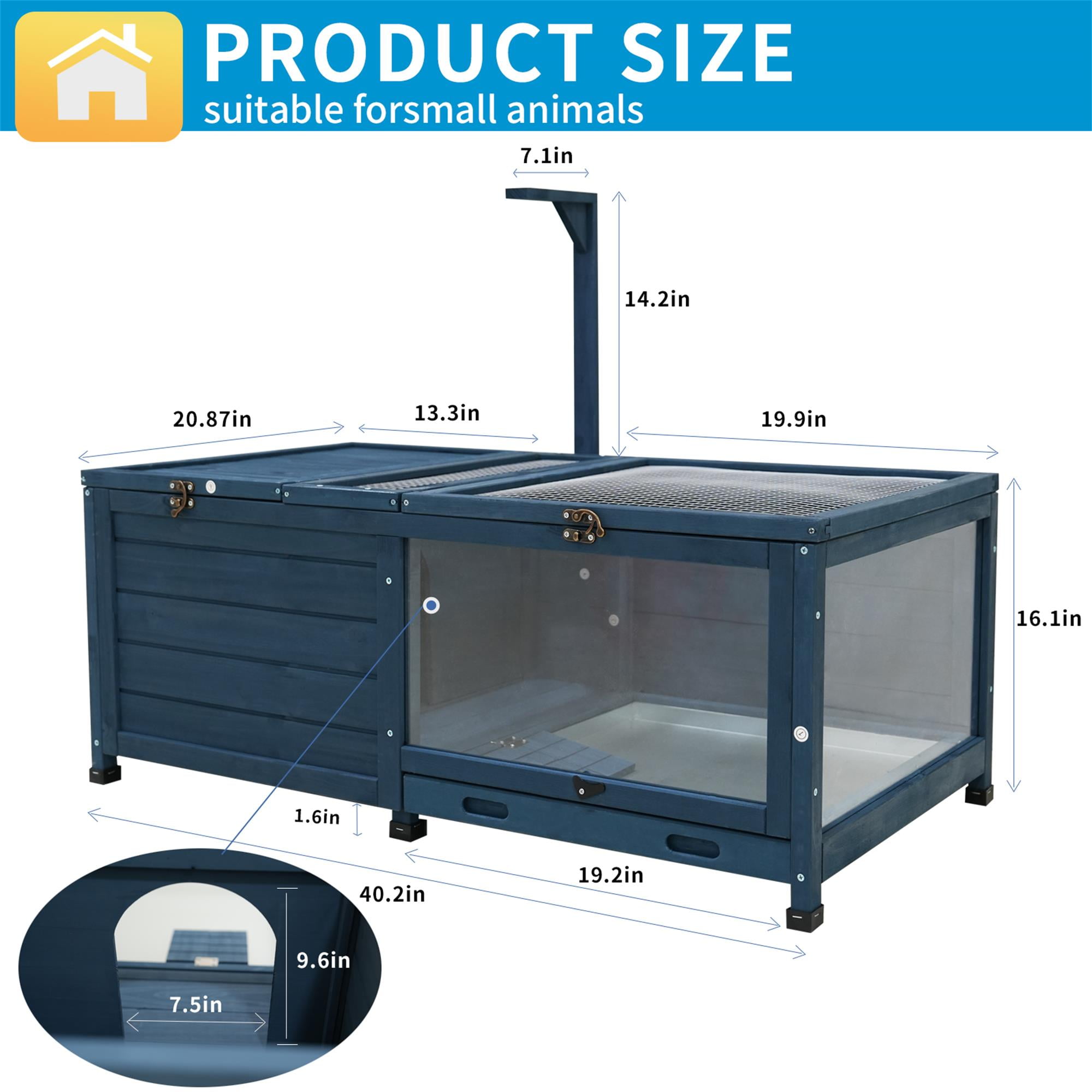 Pefilos 40" Wood Tortoise House Large Tortoise Habitat Cage, Indoor Tortoises Enclosure for Small Animals, Outdoor Reptile Cage, Blue Pefilos 40" Wood Tortoise House Large Tortoise Habitat Cage, Indoor Tortoises Enclosure for Small Animals, Outdoor Reptile Cage, Blue