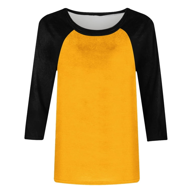 YanHoo 3/4 Sleeve Baseball Tops for Women Color Block 3/4 Sleeve