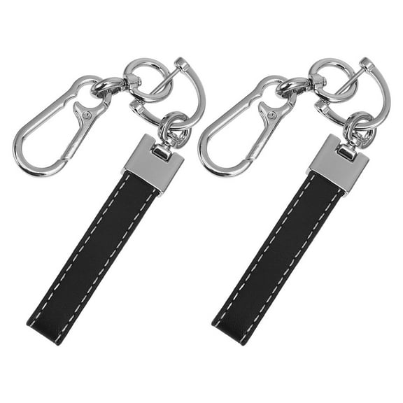 NICEXMAS 2Pcs Black Car Key Rings with Vintage Design and PU for Elegant Keychain Pendant