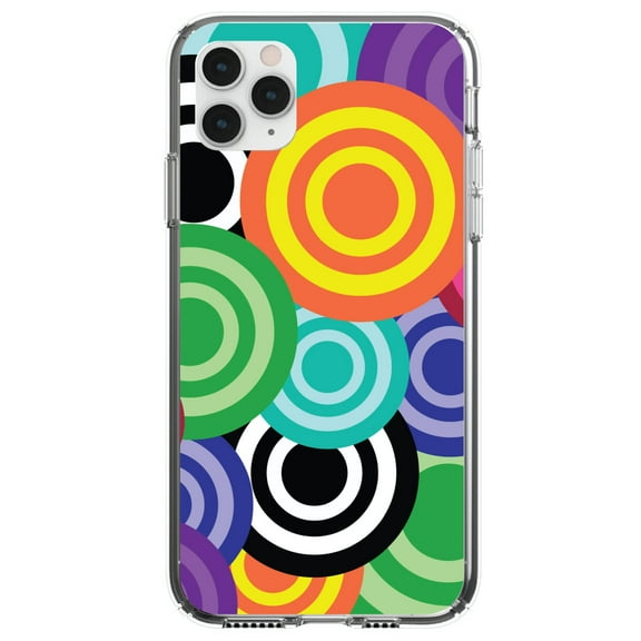 DistinctInk Clear Shockproof Hybrid Case for iPhone 11 (6.1" Screen) - TPU Bumper, Acrylic Back, Tempered Glass Screen Protector - Multi Color Swirls