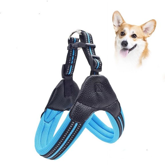 Dog Harness No Pull Ultra Soft Breathable Padded Pet Harness 2 Adjustable Botton, 3M Reflective Pet Harness for Dogs Easy Control for Small Medium Large Dogs - Blue S