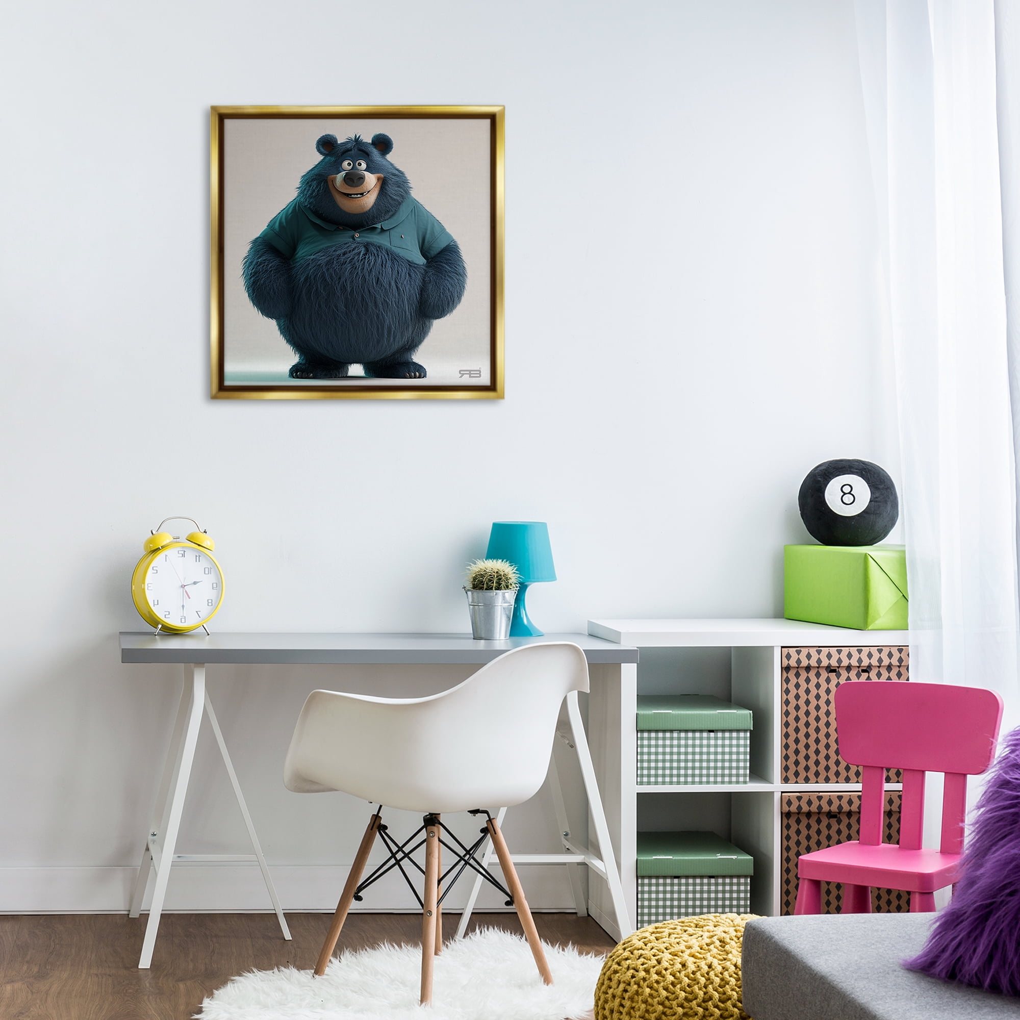 Stupell Industries Black Bear with Shirt Animals Painting Gold Floater Framed Canvas Art Print Wall Art, 25 x 25