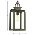 thumbnail image 6 of Progress Lighting Refuge 1-Light Outdoor Hanging Lantern, Porcelain, Oil Rubbed Bronze, Clear Glass, Canopy Included, 6 of 6