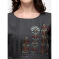 thumbnail image 3 of Prettify Women's Rayon Embroidered Regular Top Round Neck 3/4 Sleeve Top! This regular dark grey top features a round neck, 3/4-sleeves, embroidery, and is a perfect wardrobe staple for parties., 3 of 5