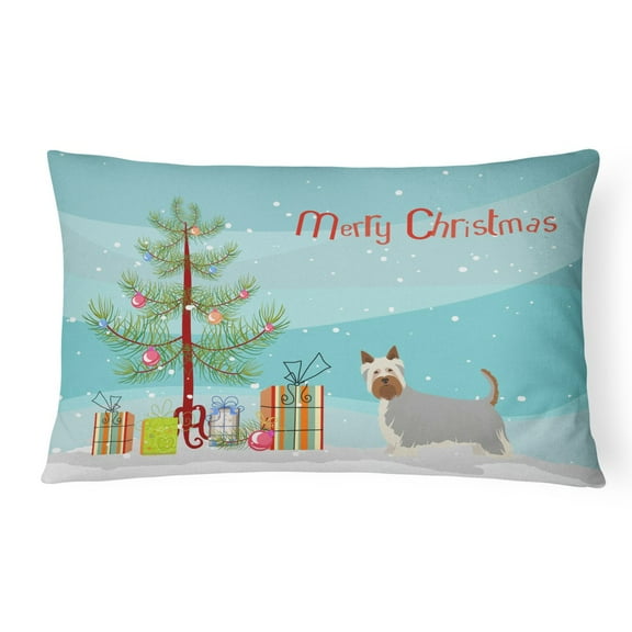 Carolines Treasures CK3443PW1216 Australian Silky Terrier Christmas Tree Canvas Fabric Decorative Pillow, 12H x16W,