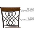 thumbnail image 3 of Kira Home Monarch I 30" Swivel Bar Stool, Brown Leatherette Seat Cushion, Scroll Backrest, Real Wood Accent, Old Steel, 3 of 7