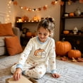 thumbnail image 4 of XAOFW Boys Girls Halloween Pajamas Pumpkin Cartoon Print Long Sleeve Tops Pants Toddler Kids Fall Winter Cozy Nightwear 8-9 Years, 4 of 8
