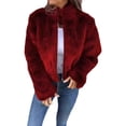 thumbnail image 5 of Winter Women Jacket Thick Faux Fur Heat Retention High Collar Solid Color Long Sleeves Luxury Style Home Party Office Club Vacation Coat, 5 of 7
