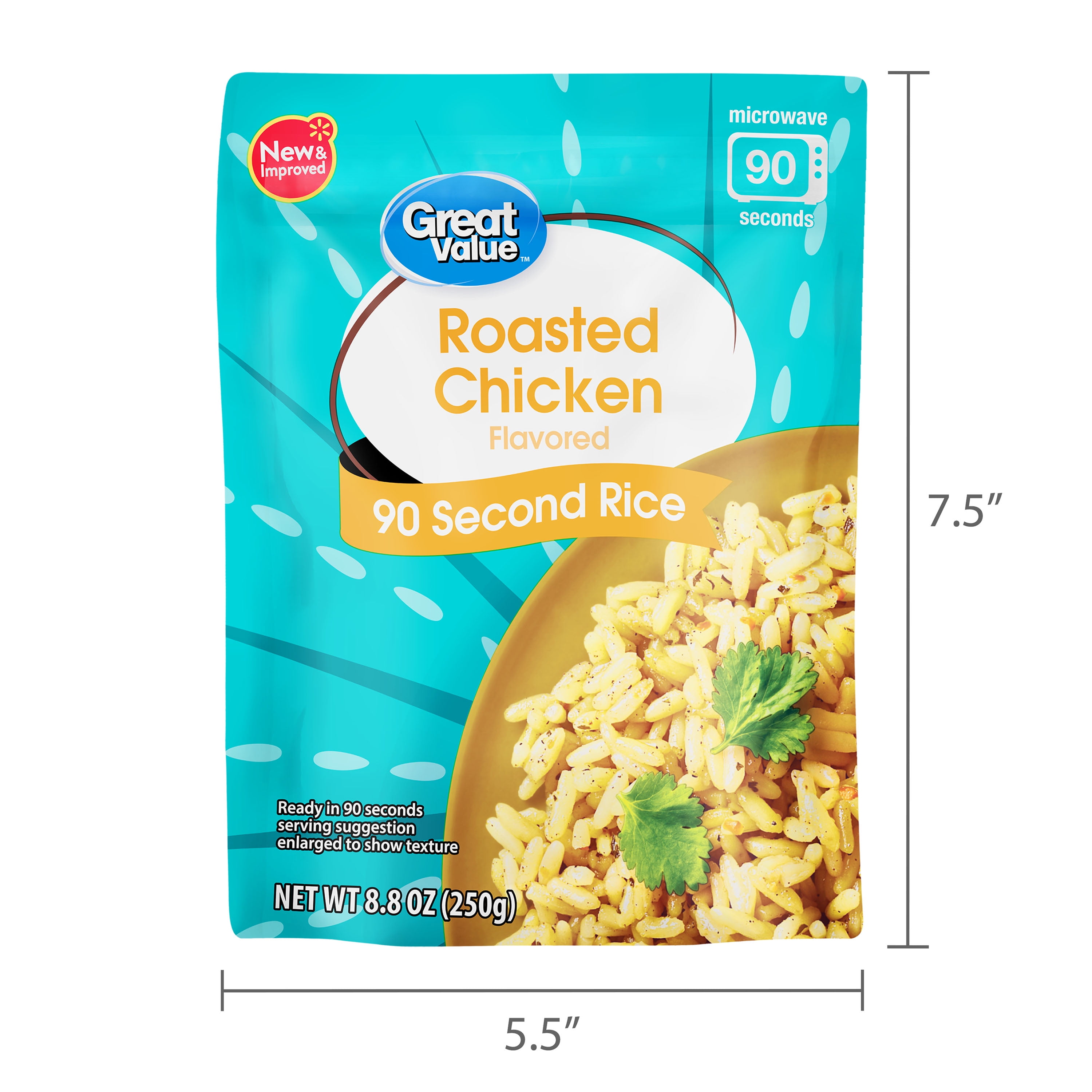 Great Value Ready-to-Heat 90-Second Roasted Chicken Flavored Rice Pouch, 8.8 oz