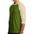 thumbnail image 4 of 3/4 Sleeve Mens Casual Raglan Jersey Baseball Tee Shirt Green XL, 4 of 7