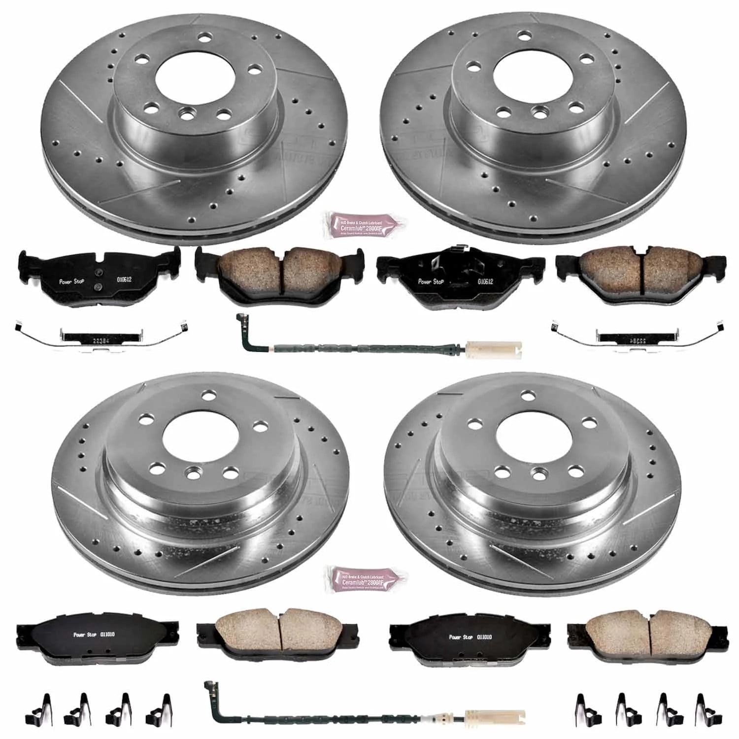 PowerStop Front and Rear Z23 Evolution Sport Carbon-Fiber Ceramic Brake Pad and Drilled & Slotted Rotor Kit Fits: BMW Select Models K4105