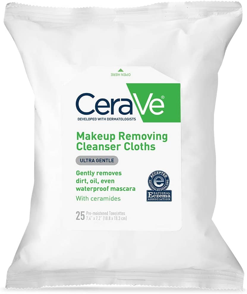 CeraVe Makeup Removing Cleanser Cloths | Makeup Wipes to Remove Dirt, Oil, & Waterproof Eye & Face Makeup | Fragrance Free | 25 Count