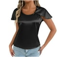 thumbnail image 2 of YHAJDS Plain Tshirts for Women Short Sleeve Round Neck Loose Solid Color Pullover Summer Tee, 2 of 5