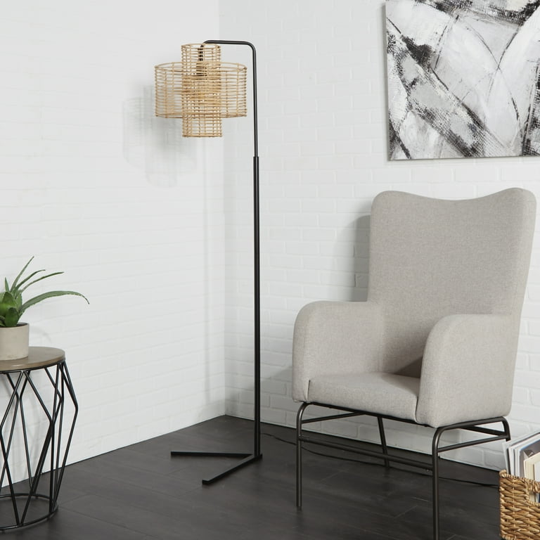 Silverwood 70” Floor Lamp with Woven Rattan Shade