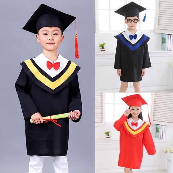 Kindergarten Graduation Cap and Gown Set, Unisex Congrats Grad Outfit With Bowknot Cap &Tassel for Kindergarten