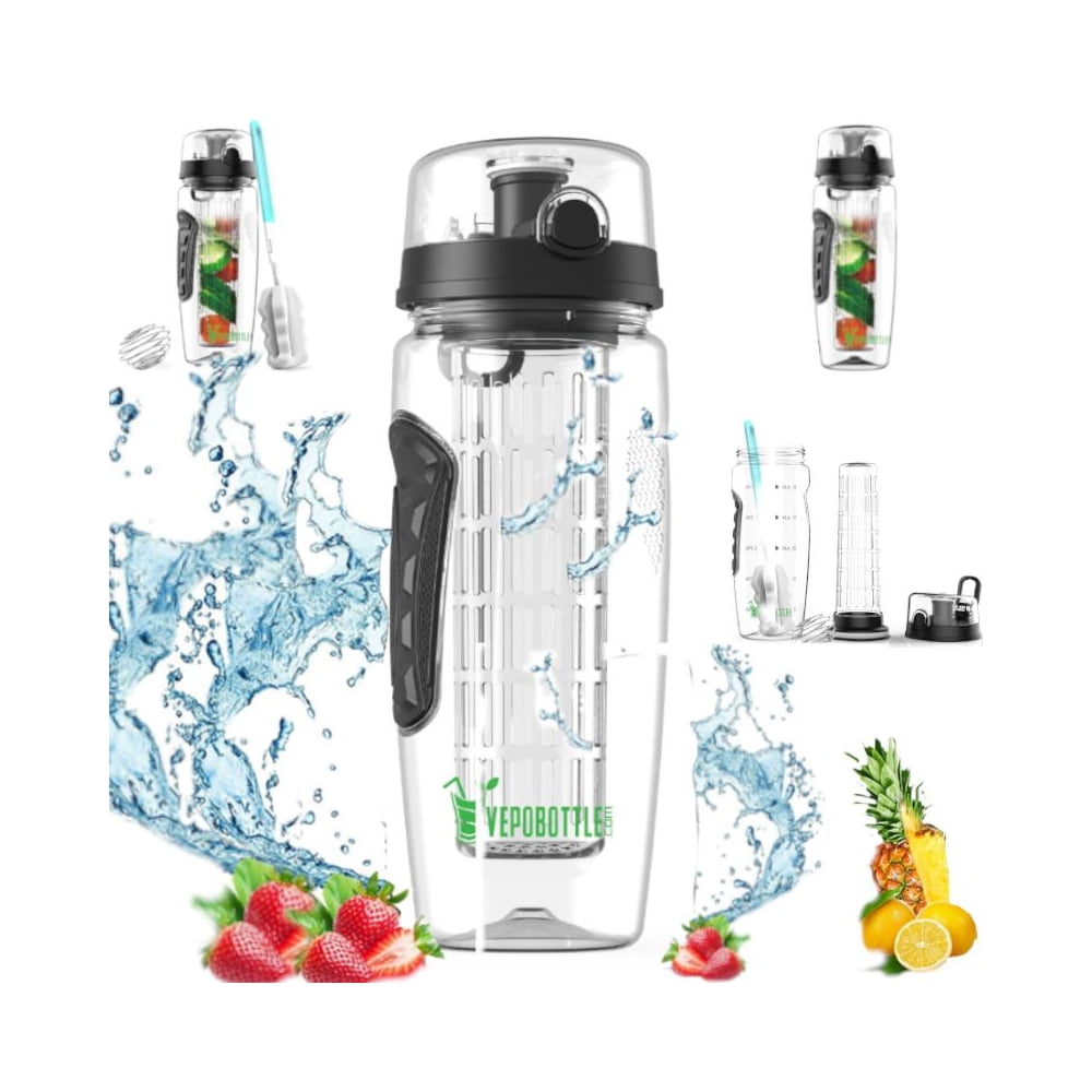 1000ml Fruit Infusing Infuser Water Bottle BPA Free Plastic Sports Detox Health 