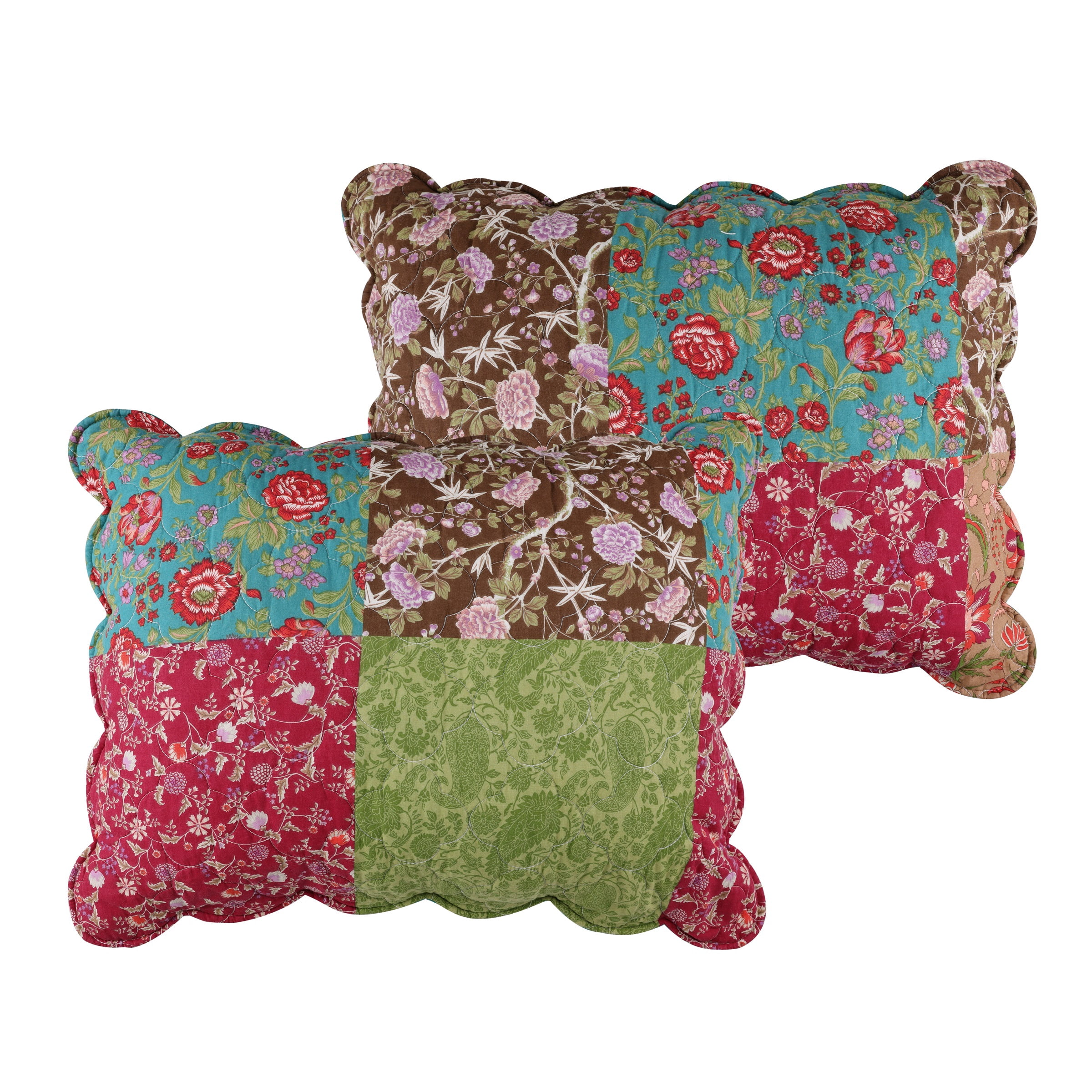Greenland Home Fashions Danica Cotton-Rich Quilted Patchwork Print Pillow Sham, All Ages, King