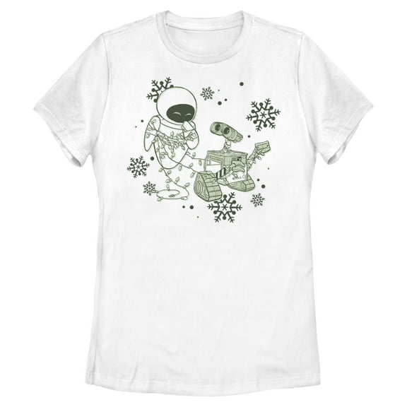 Womens Wall-E Robot Couple Snowflakes T Shirt