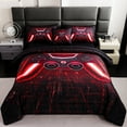 thumbnail image 3 of URBONUR 6Pcs Red Full Size Bed in a Bag for Kids Boys Teens Gamer Bedding Set Gaming Lightning Gamepad Print Black Comforter Sets with Sheet Sets(Red Full), 3 of 11