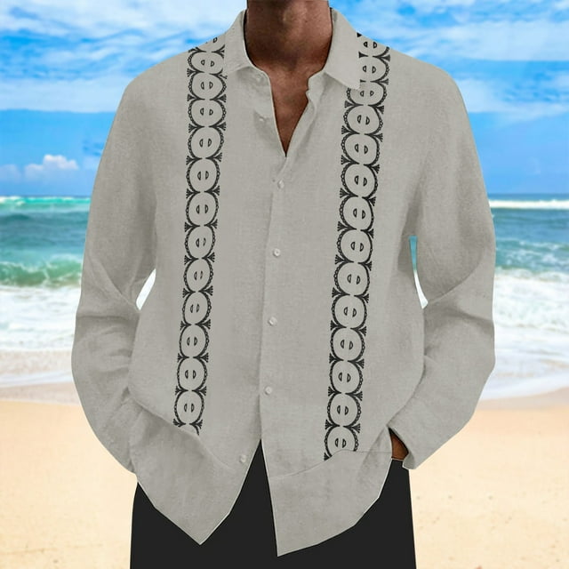 toraway Mens Shirts Casual Stylish Patterned Spring and Summer Lapel Button Printing Men's Shirt Men S