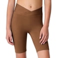 thumbnail image 2 of Babcutegg Girls Summer Fashion Cross Waist Athletic Shorts – Kids 4-14 Years Old, Casual Solid Color Sport Biker Shorts Brown Size 10, 2 of 9