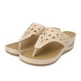 thumbnail image 5 of Povozer Sandals for Women Flip Flops Retro Hollow out T-strap Thong Sandals(White,7.5), 5 of 6